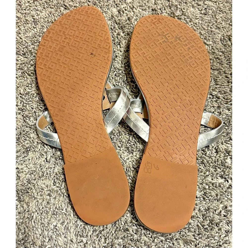 Tory Burch Miller Metallic Silver Leather Sandals - Approx size 7 (10" long) - Picture 4 of 14